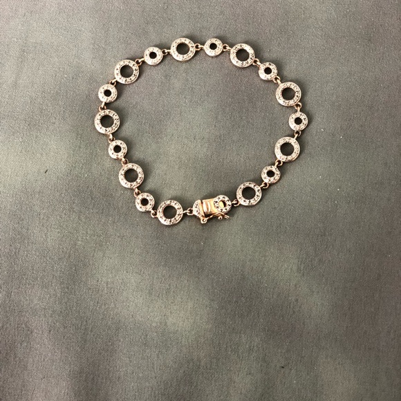 Circles- gold colored charm bracelet w/ jewels. - Picture 3 of 3